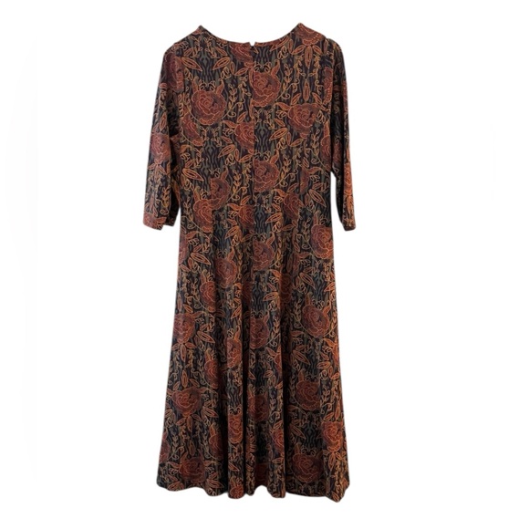 SOFT SURROUNDINGS Alcott Maxi Green Pink Brown Floral Long Sleeve Maxi Dress (L) - Picture 5 of 10
